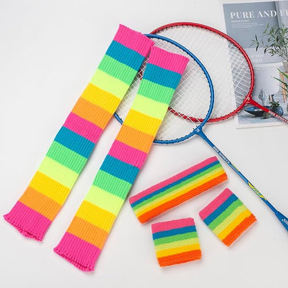 Leg Warmers for Women 80s Headband Wristbands Neon Leg Warmers Set for Sport Yoga - 80s Workout Clothes 90s Outfit for Women