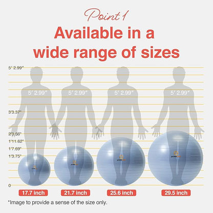 Primasole Exercise Ball for Balance Stability Fitness Workout Yoga Pilates at Home Office & Gym Birthing Ball for Pregnancy, Office Ball Chair