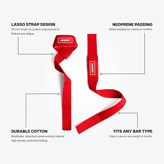 UPPPER Lifting Straps for Weightlifting – 22" Cotton Wrist Straps with Neoprene Padding for Deadlifts, Pullups, Gym Workouts – For Men & Women | Premium Fitness Gear