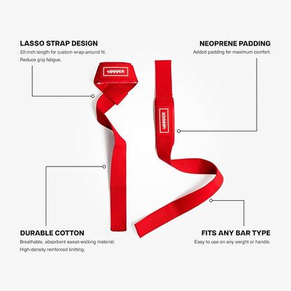 UPPPER Lifting Straps for Weightlifting – 22" Cotton Wrist Straps with Neoprene Padding for Deadlifts, Pullups, Gym Workouts – For Men & Women | Premium Fitness Gear