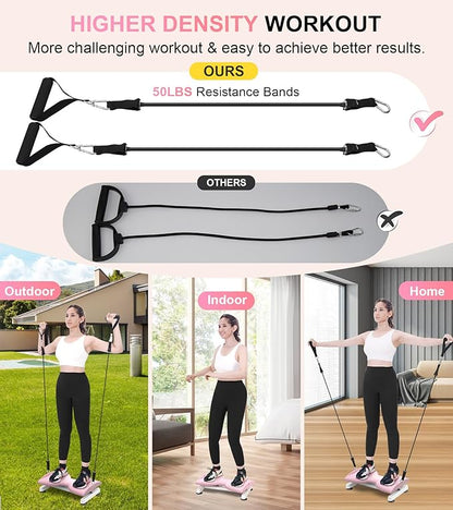 Waist Twist Machine Exercise,Ab Twist Board with Pilates Bar & Resistance Bands,Noiseless Ab Workout Machine For Women&Men Burn Fat,330 Lbs Capacity Fitness Exercise Equipment For Home.