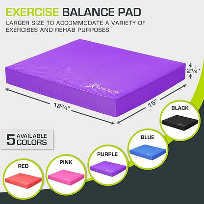 ProsourceFit Exercise Balance Pad, Non-Slip Cushioned Foam Mat & Knee Pad for Fitness and Stability Training, Yoga, Physical Therapy