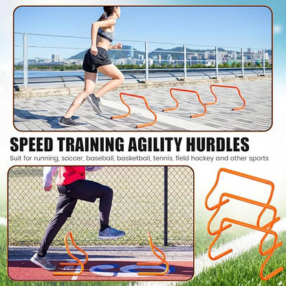 16 Pcs 12" Speed Agility Training Hurdles Large Size Detachable Agility Hurdles Hurdles Training Equipment Set for Athletes Soccer Basketball