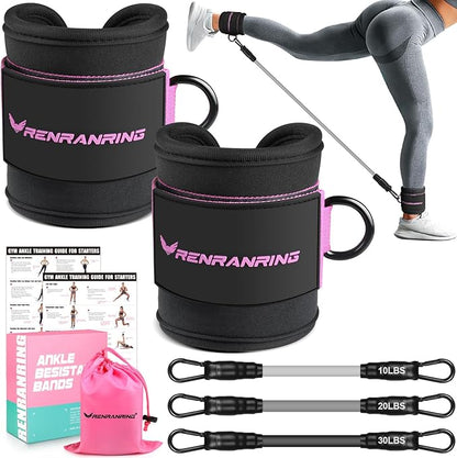 Ankle Resistance Bands with Cuffs, Ankle Bands for Working Out, Ankle Resistance Band for Legs and Glutes Workout Equipment, Butt Exercise Equipment for Women