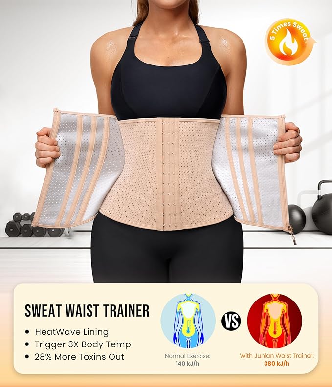 Junlan Sweat Waist Trainer for Women - Corset Sweat Band for Working Out