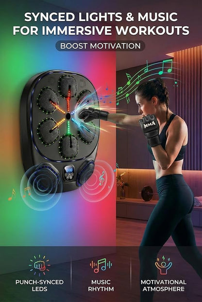 Sculptura 2026 Smart Music Boxing Machine for Adults & Teens, LED Display, Wall-Mounted, Interactive Punch Target with Rhythm Training, Home Fitness Boxing System with Gloves