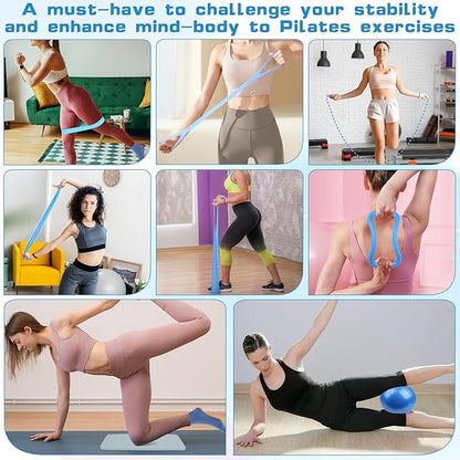 15 Pcs Home Pilates Essentials Kit for Women,Pilates Kit with 9 Inch Yoga Ball,Pilates Ring,Resistance Bands,Jump Rope,Workout Sets for Women,Pilates Equipment Set for Starter Toning Workout at Home