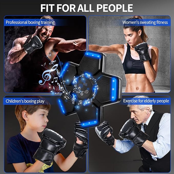 Music Boxing Machine for Adults and Kids, Smart Bluetooth Boxing Training Equipment with Gloves, Target Workout Equipment for for Home, Office