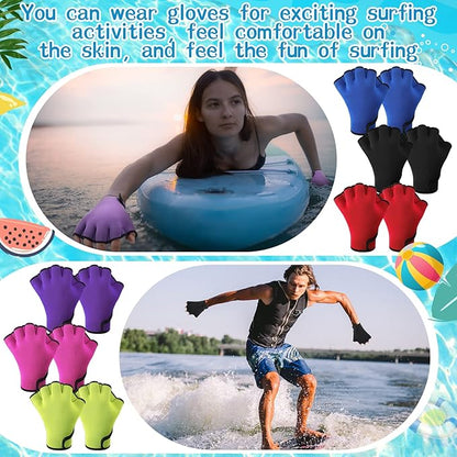 Junkin 6 Pairs Swimming Aquatic Gloves Webbed Swim Gloves Training Fitness Water Resistance Gloves Swim Gloves Nylon Gloves for Swimming Diving Water Aquatic Fitness Exercise