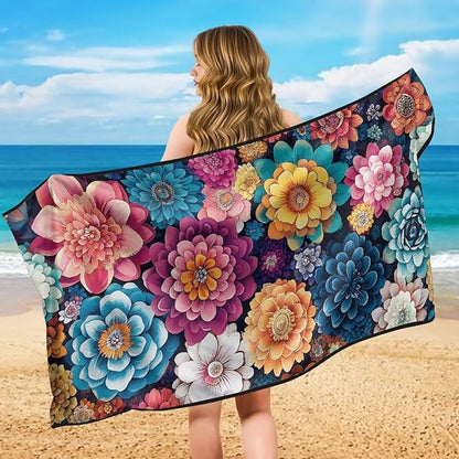Bulopur Dahlia Floral Sweat Seat Covers for Cars Boho Auto Accessories for Women Girly Athletic Running Towel Car Seat Cover After Gym Surfing Yoga Workout