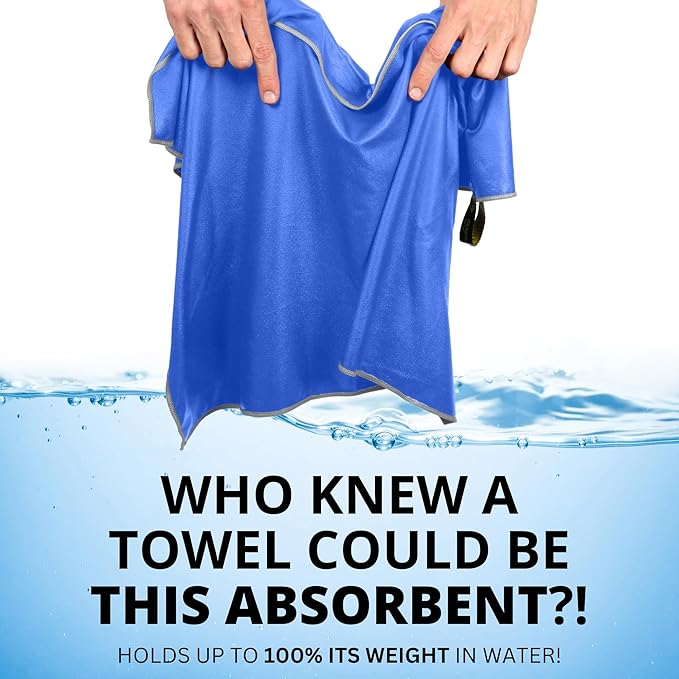 Backpacking Ultralight Quick Dry Microfiber Soft Fast Drying Hand and Face Towel Wash Cloth Camping Yoga Hiking Active Lifestyle Small (Blue, Medium)