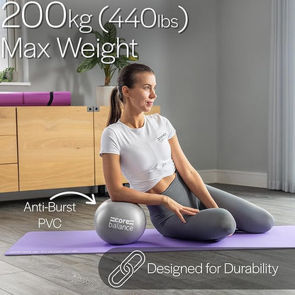 Core Balance 9 Inch Anti Burst Pilates Ball - Mini Exercise Ball for Yoga, Barre, Stretching and Core Stability Workout