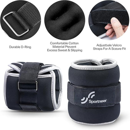 Sportneer Ankle Weights Wrist Weights Pair of 1/2/4/6/10 LBS for Men Women Kids Strength Training Wrist and Ankle Weights Set with Reflective Strips for Dancing Running Walking Fitness Workout Gym