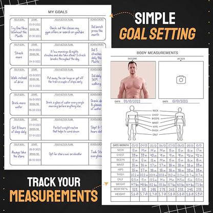 Nextnoid Hardcover Fitness Planner Workout Journal for Men & Women - A5 Sturdy Fitness Log Book to Track Gym & Home Workouts - Separately Packaged 2 Pieces