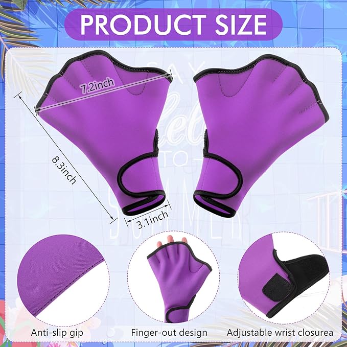 Hungdao Water Aerobics Set for Aquatic Exercise 1 Pair Swimming Glove 2 Pcs Foam Swim Aquatic Cuffs Water Weights Pool Resistance Fitness Equipment for Adults Swimming Training Workouts