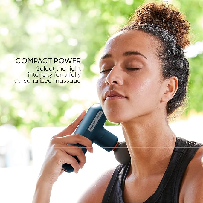 Sharper Image Powerboost Move Aero 3.0 – Mini Percussion Massage Gun| Updated Soft-Touch Design, Carrying Bag, 4 Nodes| Portable Full Body Back & Shoulder Massager| Deep Tissue Massage Tool Gift