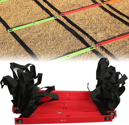 Fixed Agility Ladder for Football Soccer Training, Speed Footwork Ladder with 12 Rungs 6M, Bright Color Non - Slip Rope Ladder for Sports Exercise and Group Drills