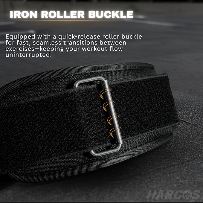 HARCOS 6 Inch Nylon Weight Lifting Belt for Men & Women – Heavy Duty Double D-Ring Gym Belt with Padded Lumbar Back Support – Adjustable Workout Belt for Squats, Deadlifts & Strength Training