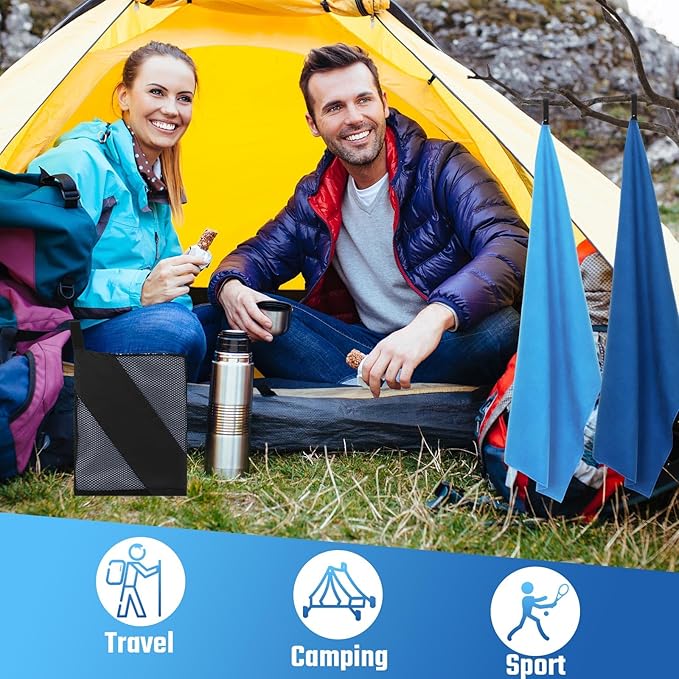 4 Pcs Quick Dry Camping Towel Absorbent Microfiber Travel Towel 47.24'' X 23.62'' Travel Wash Cloth Set for Backpacking Camping Beach Gym Sports Yoga Swimming Pool