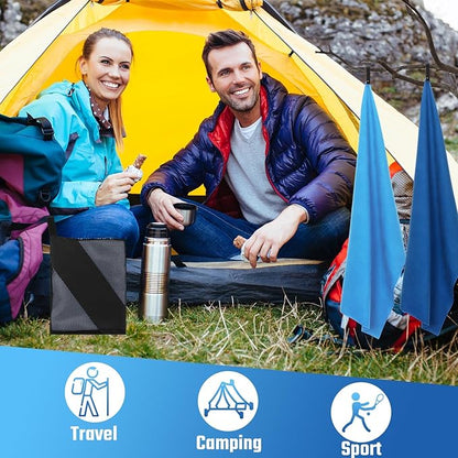 4 Pcs Quick Dry Camping Towel Absorbent Microfiber Travel Towel 47.24'' X 23.62'' Travel Wash Cloth Set for Backpacking Camping Beach Gym Sports Yoga Swimming Pool
