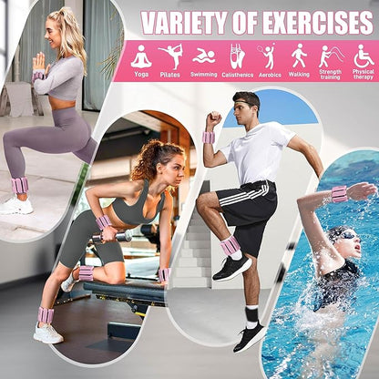 Ankle Weights Set of 2 (1 lb/2 lb Each) for Women Men Adjustable Wrist Bracelet for Home Gym Weighted Bangles Wristbands Leg Arm Weights for Walking Swimming Running Pilates Yoga Gym