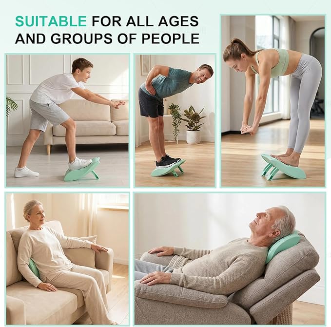 4-in-1 Slant Board & Back Stretcher – Adjustable Calf Stretch Board, Lumbar Pillow, and Foot Rest for Deep Muscle Relief, Post-Workout Recovery, and Injury Prevention
