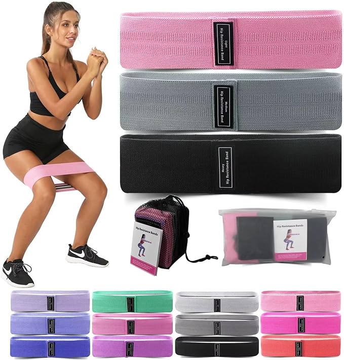 3 Booty Bands Pilates Flexbands Hip Thigh Glute Bands Set Stretch Exercise Bands Fabric Elastic Exercise Resistance Band for Working Out Legs Bands with Workout Bands Guide.
