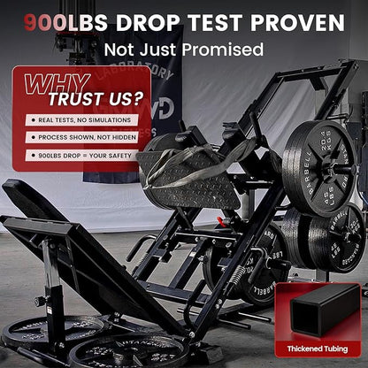 GMWD Leg Press Hack Squat Machine Combo, Leg Exercise Machine with Linear Bearing, 45-Degree Lower Body Special with Weight Storage for Quads, Hamstring, Glutes, Calves, Home Gym Leg Day Equipment
