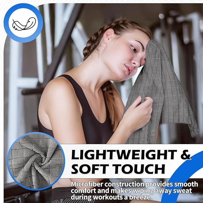 HOMERHYME Microfiber Gym Towels, 5 Pack Yoga Towels, 16 x 27 Inch Quick Dry Hand Towels, Absorbent Towel Set for Fitness Workout Beach Travel Sweat, Home Gym Accessories for Women & Men