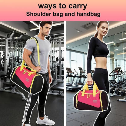 Urbanstand Gym Bag for Men & Women - 30L Duffel Bag with Shoe Compartment, Weekender Water Resistant Duffle Bag for Travel, Sports, Exercise & Workouts, Pink Yellow