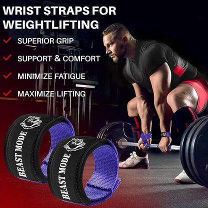 TECEUM Lifting Straps for Weightlifting Gym Strength Training - Wrist Straps with Neoprene Padded Cotton - Men & Women – Ideal for Powerlifting, Bodybuilding & Deadlifts
