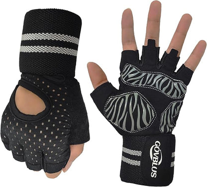 Workout Gloves for Men and Women,Gym Gloves for Weight Lifting with Wrist Support,Exercise,Rock Climbing, Biking,Training,Fitness,Pull up,Fingerless, Breathable and Snug fit