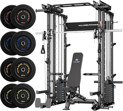 Major Fitness Drone MAX V Smith Machine with Weight Stacks, All-in-One Home Gym Squat Rack--2500LB Capacity, Dual LAT Pull-Down Systems & Cable Crossover Machine, Heavy-Duty Full-Body Workout Machine