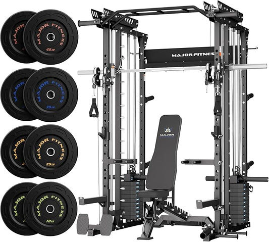 Major Fitness Drone MAX V Smith Machine with Weight Stacks, All-in-One Home Gym Squat Rack--2500LB Capacity, Dual LAT Pull-Down Systems & Cable Crossover Machine, Heavy-Duty Full-Body Workout Machine