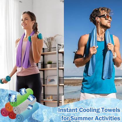30Pack Cooling Towels for Neck and Face (40"x12"), Ice Microfiber Cooling Towels Bulk for Workout Cooling Neck Wraps Sweat Towels for Gym Yoga Golf Running Sport