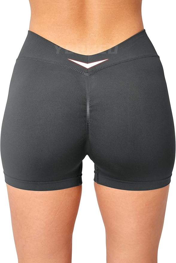 YEOREO Workout Scrunch Shorts Women V Back Gym Butt Lifting Liz High Waisted Seamless Shorts