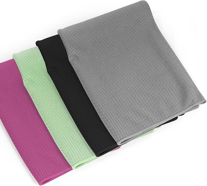 4 Pack Cooling Towel for Neck and Face,Ice Towel for Hiking Camping Riding Tennis Yoga Fitness Workout Gym Sweat Ice Towels (Multicolor-03)