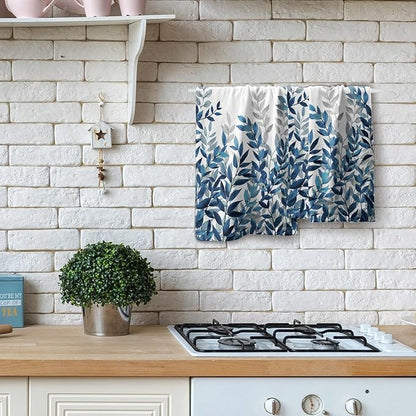 Blue Eucalyptus Hand Towels Set of 2 Spring Floral Watercolor Leaves Kitchen Towel Botanical Plant Blue White Leaves Decorative Super Soft Face Towels for Bathroom Home Hotel Gym