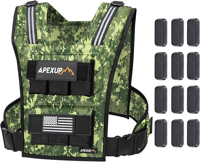 APEXUP Adjustable Weighted Vest Men 20lbs/30lbs/40lbs Weights with Reflective Stripe, Weight Vest Woman Workout Vest for Strength Training Running Walking