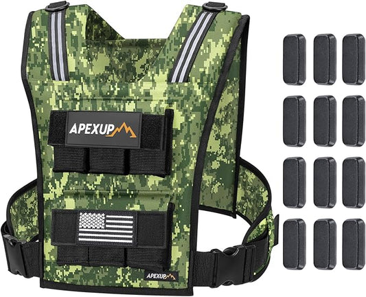 APEXUP Adjustable Weighted Vest Men 20lbs/30lbs/40lbs Weights with Reflective Stripe, Weight Vest Woman Workout Vest for Strength Training Running Walking