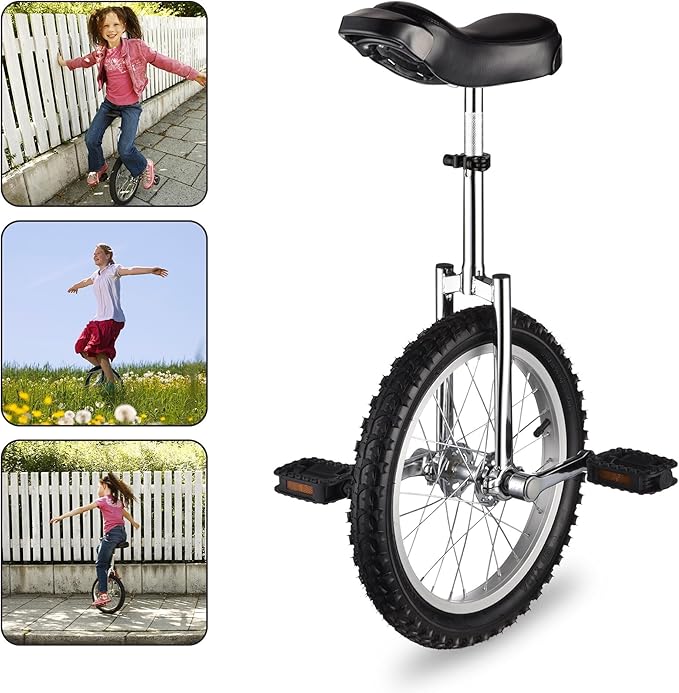 AW 16/18/20/24 Inch Wheel Outdoor Unicycle Adjustable Seat Exercise Bicycle Fit Adults Kids Outdoor Sports Fitness Exercise, for Choice