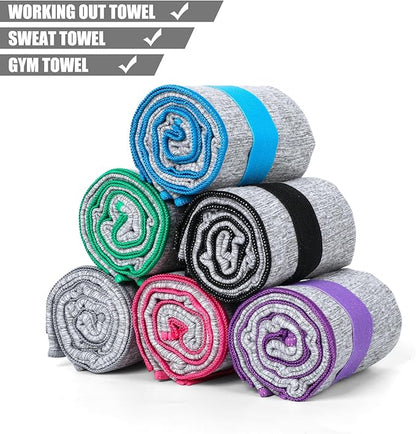 6 Pack Microfiber Gym Towels Quick Dry Lightweight Sweat Towel for Men Women Working Out Fitness Tennis Running Hiking Cycling Fishing Camping(6 Pack(Grey))