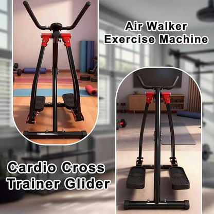 Air Walker Exercise Machine, Space Walker Elliptical Trainer with LCD Display, Adjustable Resistance for Home Use, Foldable Elliptical Whole Body Cardio Workout Equipment