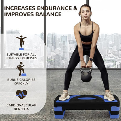 BalanceFrom Aerobic Step Platform Trainer with Adjustable 3-Level Risers, 400 Pound Weight Capacity – Non-Slip Exercise Stepper for Cardio, Strength, and Fitness Workouts, 31", Multiple Colors