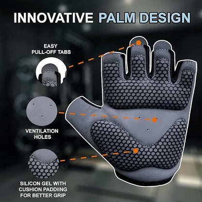 FITNESS FORCE Breathable Workout Gloves for Men and Women, Padded Weight Lifting Gloves with Full Palm Protection for Grip, Exercise, Cycling, Gym, Fitness Training