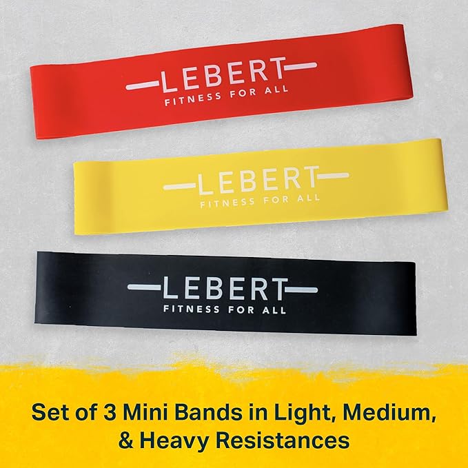 Lebert Fitness | Lebert Mini Bands | Resistance Exercise Bands for Strength Training, Stretch and Mobility | Workout Bands for Men and Women | 3 Pack (Light, Medium, Heavy)