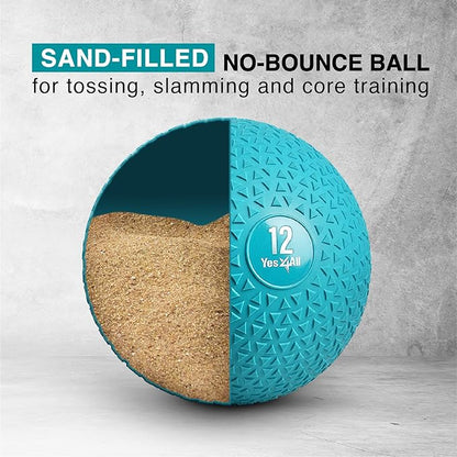 Yes4All Slam Balls, 10-40lb Weighted Ball Weight, Durable PVC Sand Filled Workout Dynamic Slam Ball for Core Strengthen