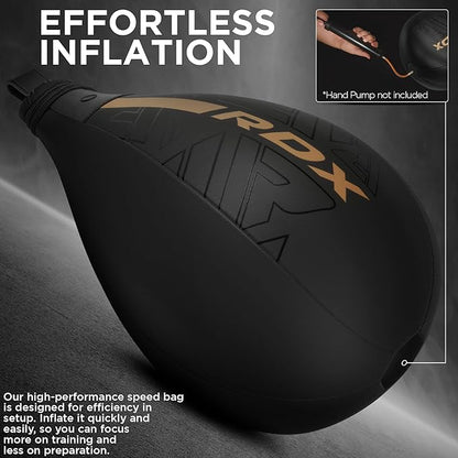 RDX Speed Bag Boxing Ball, Maya Hide Leather Dodge Striking Target with Additional Bladder, MMA Muay Thai Punching Workout Kicking Martial Arts Training Home Gym Exercise Speedball