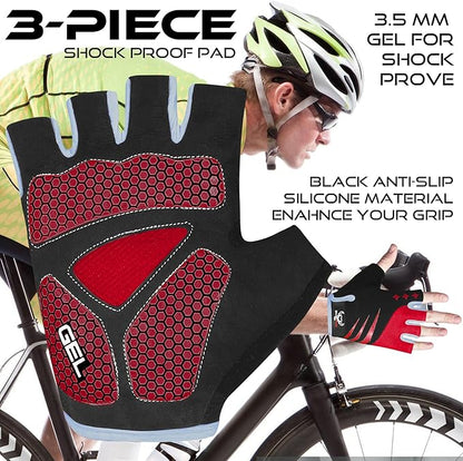 BEAST RAGE Half Finger Cycling Gloves for Men Women, Gel Padded Anti-Slip Shock Absorbing Weight Lifting Gym Gloves Cycle Mountain Bike Gloves for MTB, Biking, Hiking