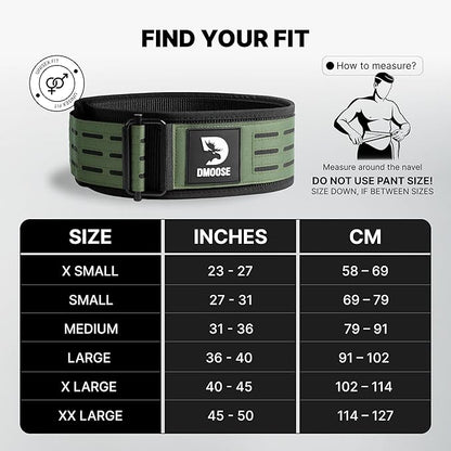 DMoose Weight Lifting Belt - Auto Locking Gym Belt for Olympic Training, WOD, Cross Training for Men and Women - 4" Nylon Workout belt with Adjustable Buckle - Provides Lumbar Support and Stability